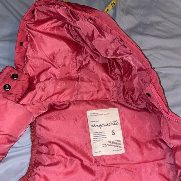 Aeropostale pink puffer vest With removable faux fur head trim hood hoodie - Picture 2 of 5
